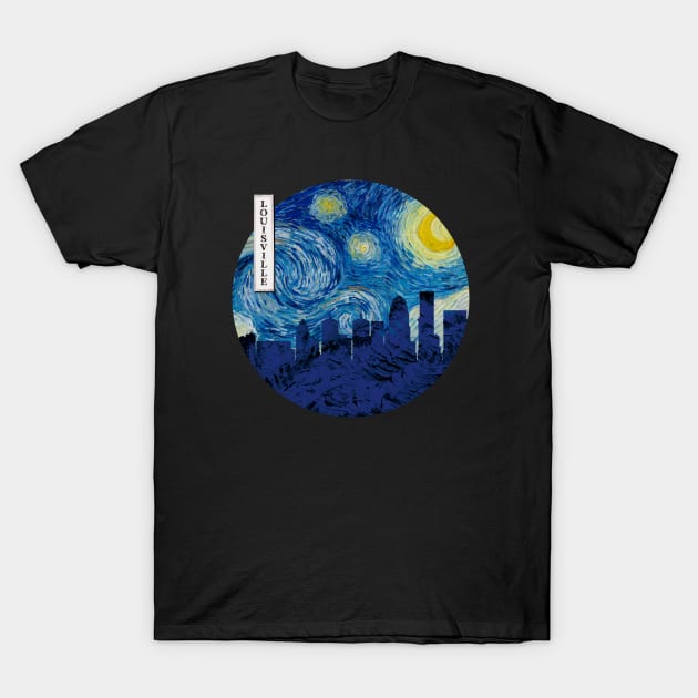 Louisville Van Gogh Starry Night Circle T-Shirt by Ferrazi